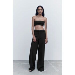 Zara Black‎ High Rise Wide Leg Dress Trousers S